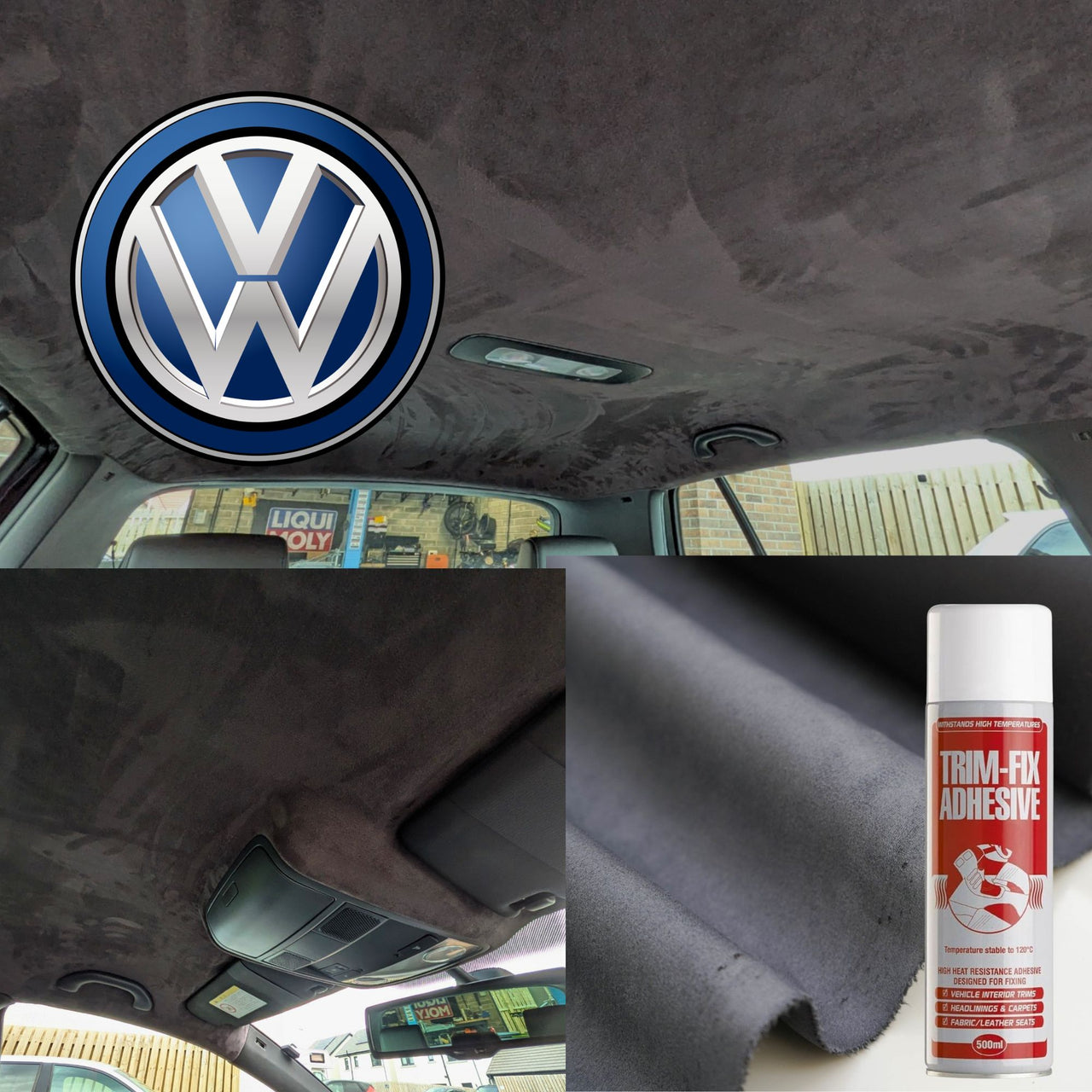 Anthrazit – Dachhimmel, Stretch-Spandex-Wildleder: Auto-Dachhimmel, Innenverkleidung